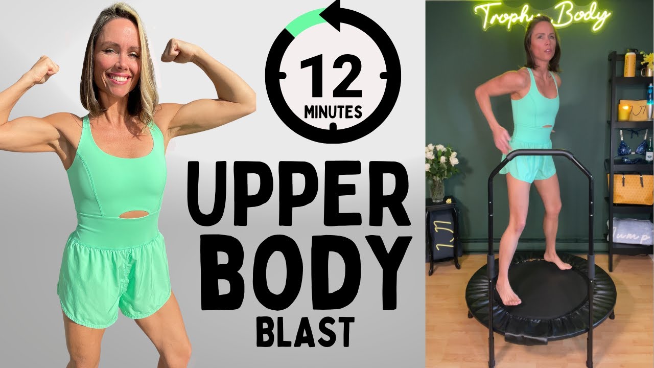 UPPER BODY WORKOUT 12 Min- Intense Shoulders, Back, Chest & Arms! Rebounder Workout on a Cellerciser