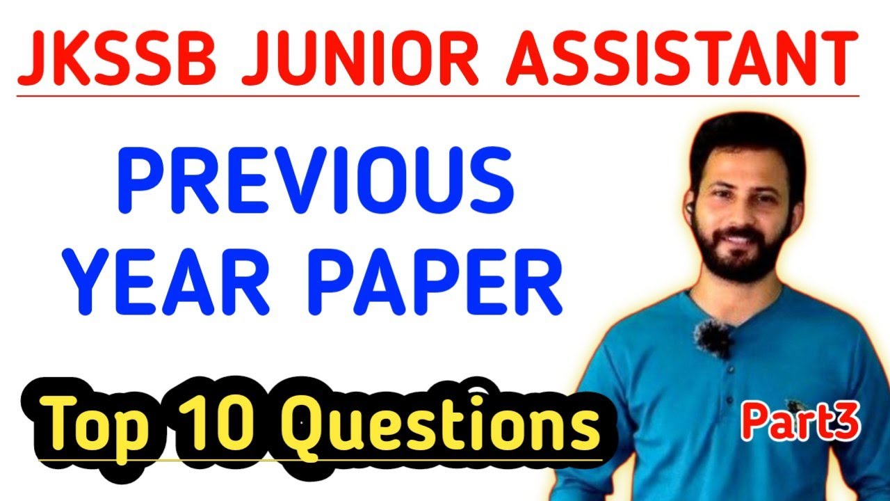 JKSSB JUNIOR ASSISTANT PREVIOUS YEAR PAPER | SET 03 | JKSSB Jr Asst. 2024 Paper Solved #jkssb