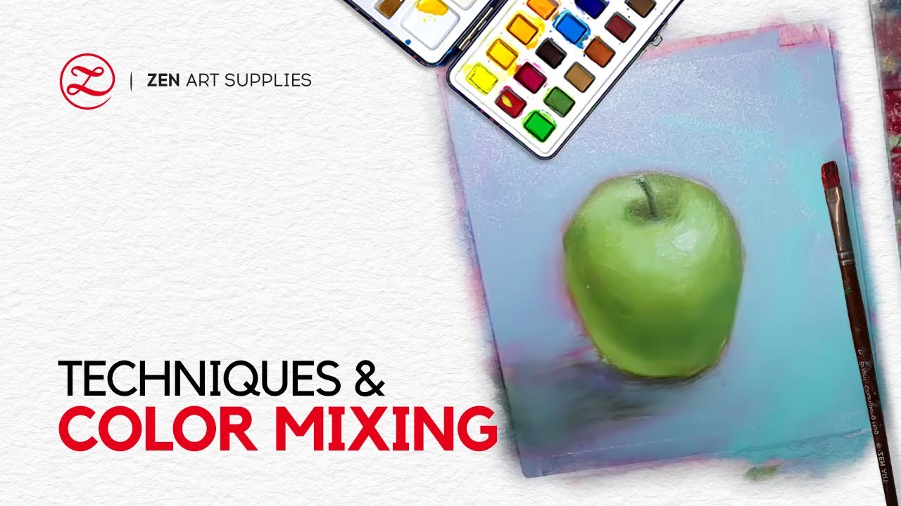 GREEN APPLE OIL PAINTING STILL LIFE TUTORIAL FOR BEGINNERS + Green Color Mixing Oil Paint Tutorial