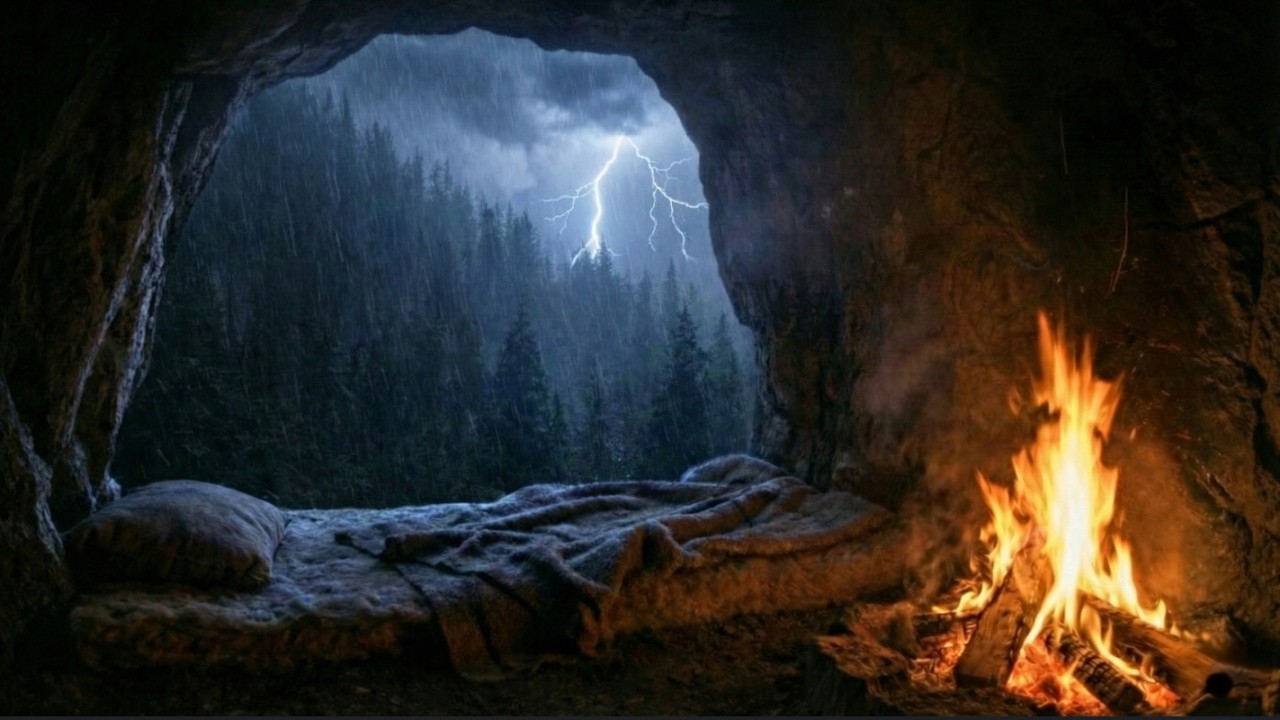 Heavy Storm Cave Ambience | Snow Blizzard for Sleep & Study | You Are Safe Here