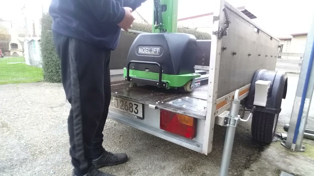 3. Video, elektrischer Mitnahmestapler, Mitnahmestapler auf und ab vom Anhänger! 05.03.2024!