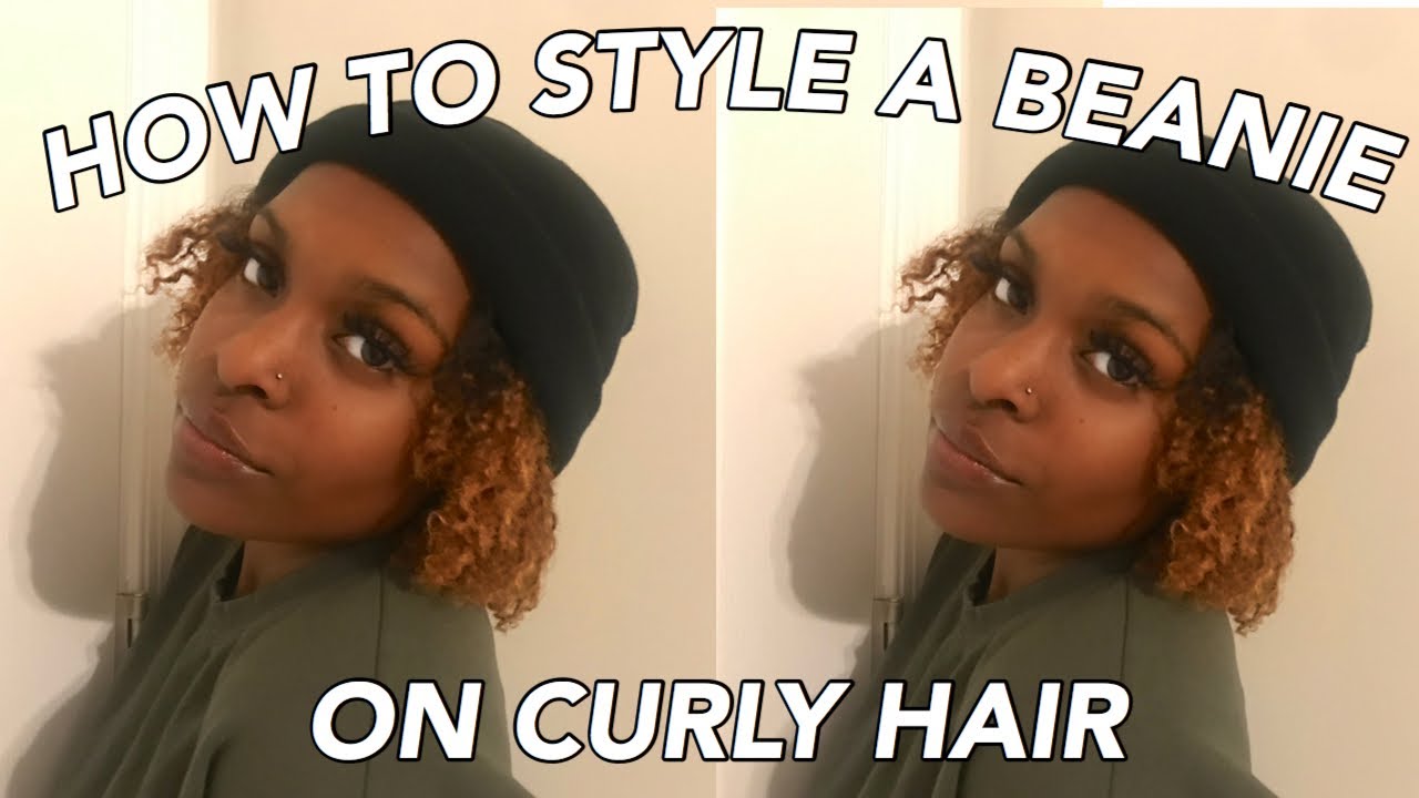 HOW TO STYLE A BEANIE ON CURLY HAIR *MEDIUM LENGTH* | Four Ways To Wear A Beanie | type 4 hair