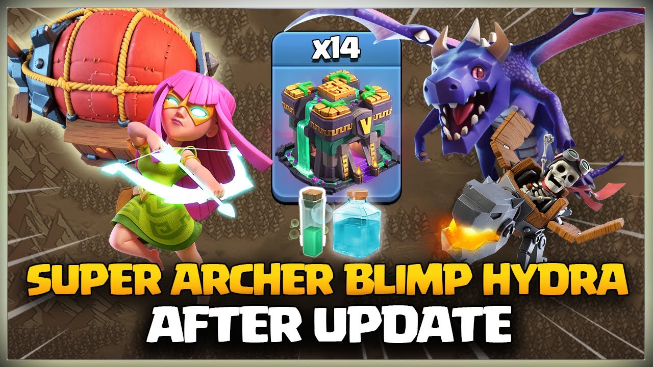 After Update! No Super Wiz. Th14 Super Archer Blimp Hydra Attack Strategy | Best Th14 Attack coc