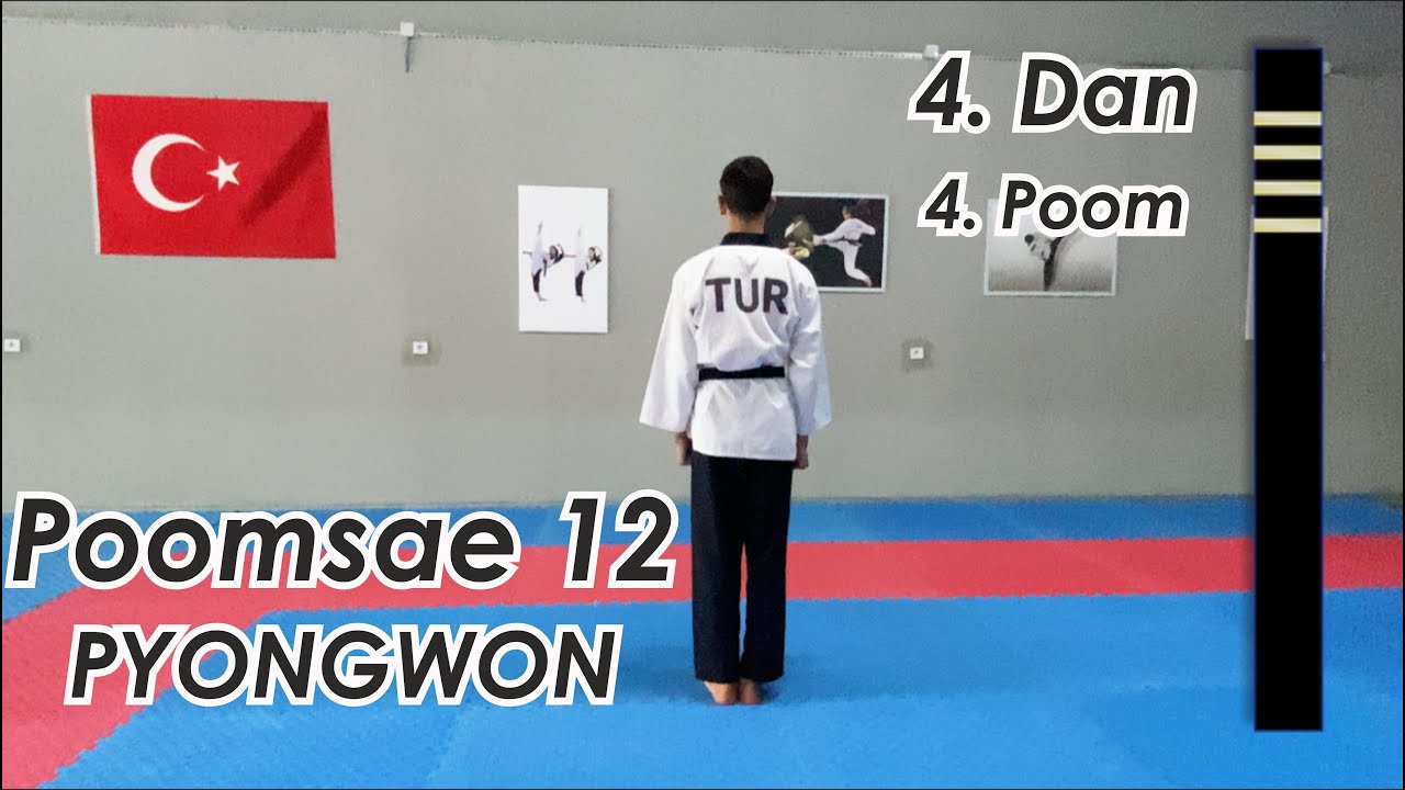 Taekwondo - Poomsae 12 PYONGWON - Back View - Front View & Slow motion 4. Dan Siyah Kuşak Poomse