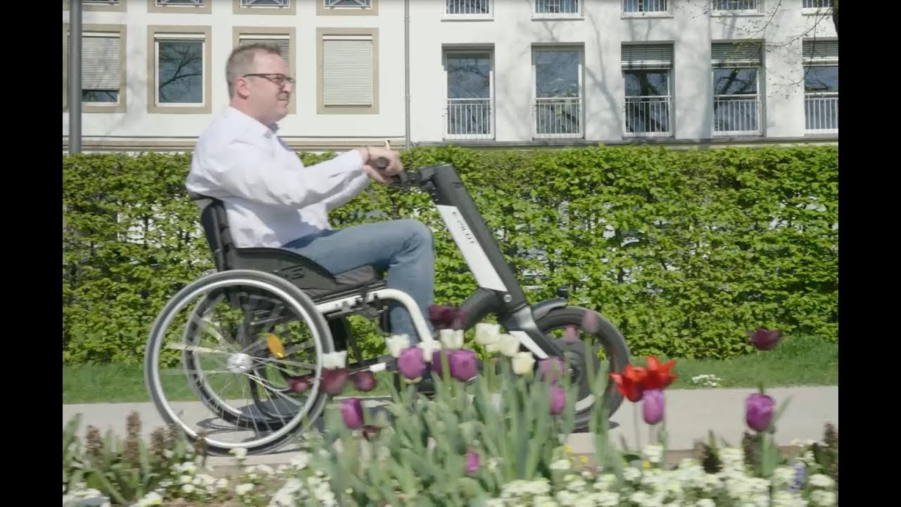 Alber E-Pilot Zugger&auml;t f&uuml;r Rollst&uuml;hle, das elektrische Rollstuhlbike+Montage an Rollstuhl (#29)