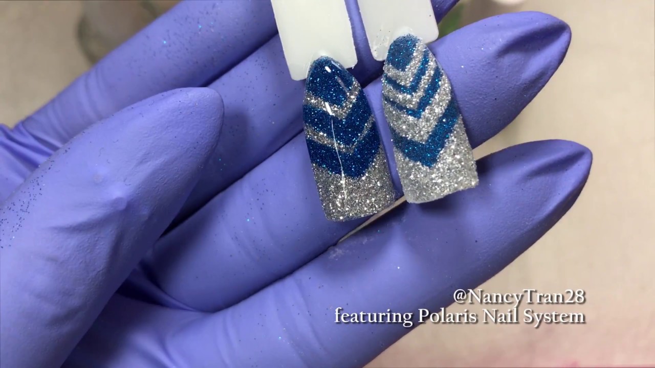 How to create easy Chevron Design with Dipping Powder.