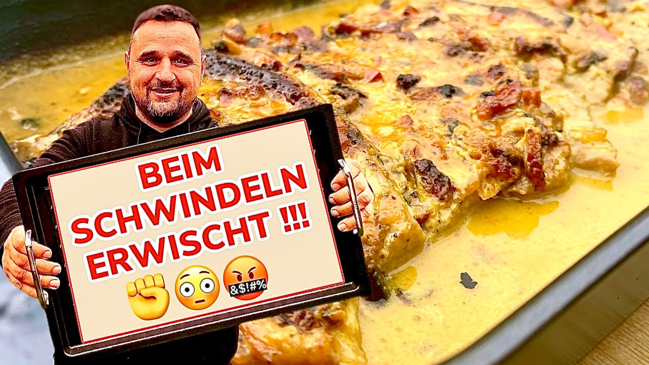 Das ultimative 🧅🐷🔥 ZWIEBEL SAHNE SCHNITZEL im HOLZOFEN GRILLEN --- Klaus grillt