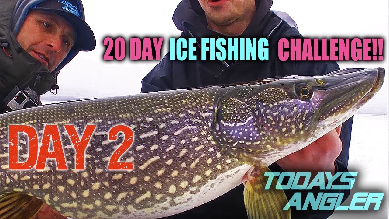 20 DAY ICE FISHING CHALLENGE - DAY 2 - 3 MILE WALK!! - Todays Angler