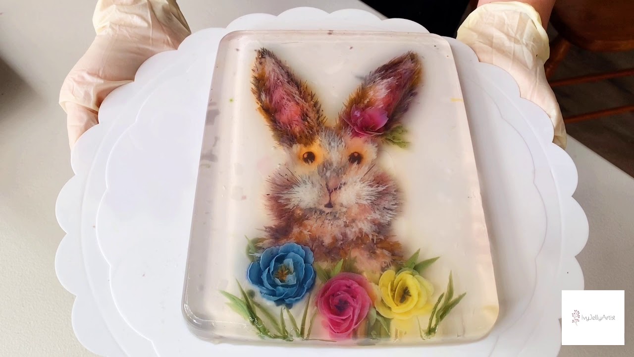 The making of Easter Bunny 3D Jelly / Gelatin Art Cake 復活節立體果凍花製作