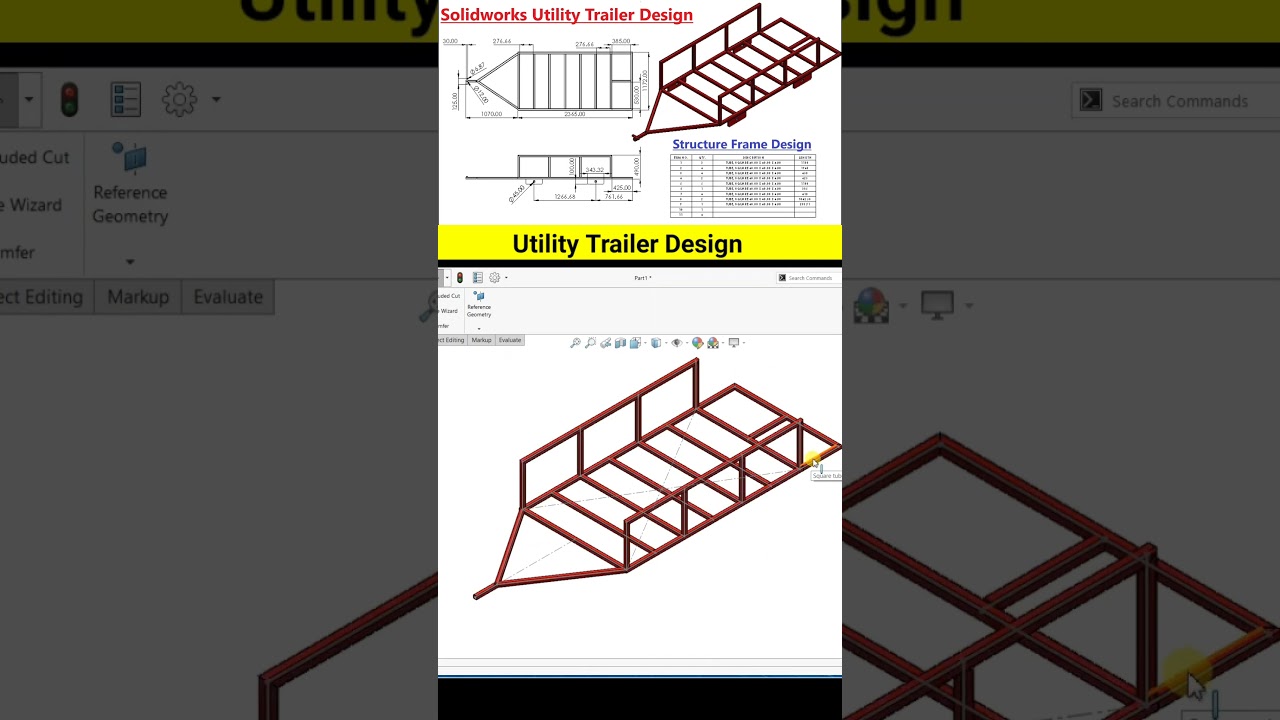 Utility Trailer Design #3ddesign #solidworkstutorial #cad