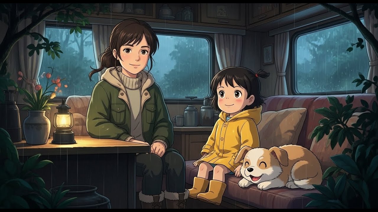Cozy Camper Cooking ASMR | Relaxing Rain & Nature Sounds | Ghibli-Inspired Ambience