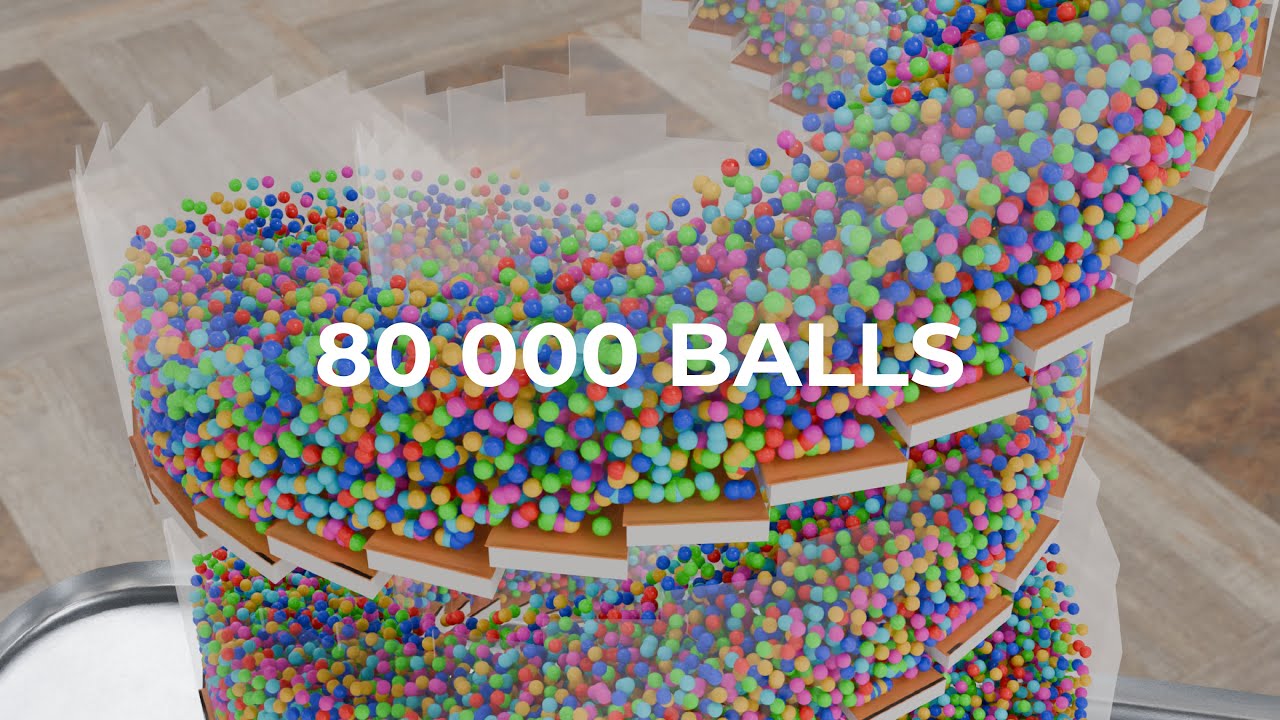 80,000 Balls on Stairs | Blender Rigid body simulation | Blender Cycles