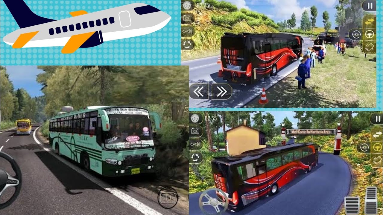 Real bus simulator gameplay in Hindi barish may full time drive and journey 