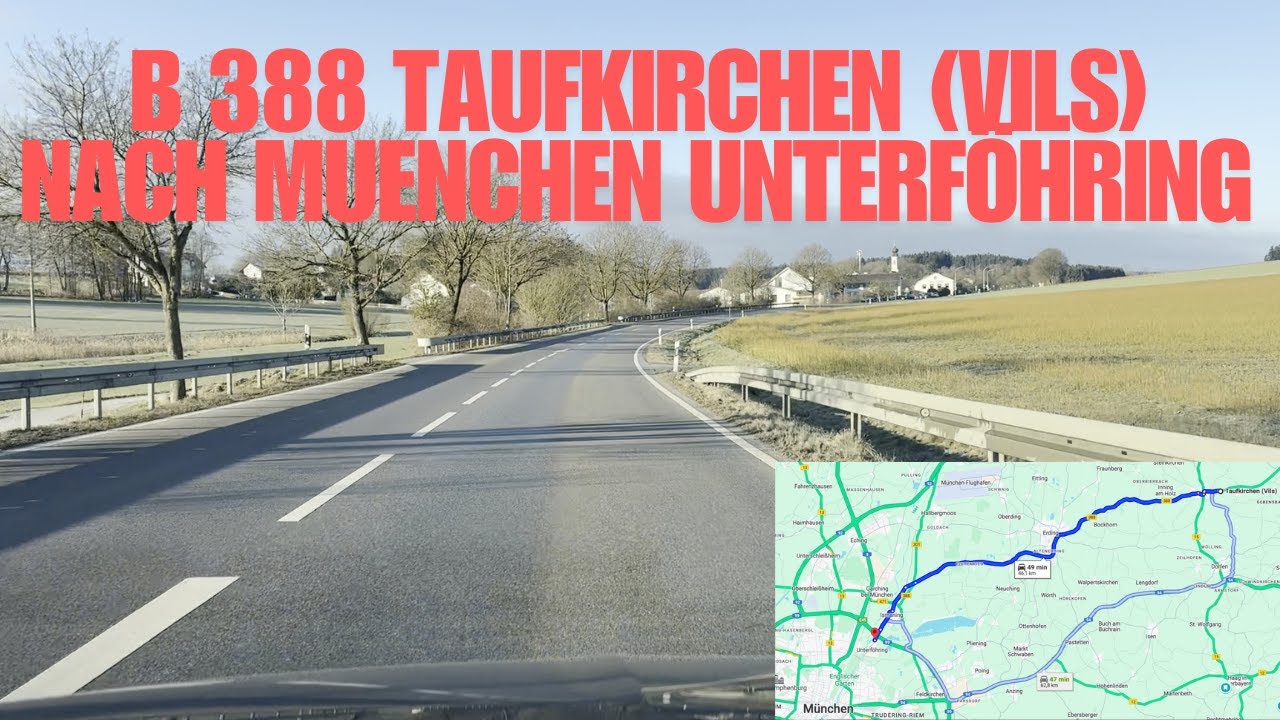 B 388 Taufkirchen Vils nach M&uuml;nchen | Bundesstra&szlig;e bei Frost | RoadWatch HD Europe