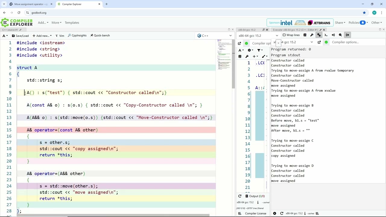 C++ Beginner Tutorial - Basics - #352 -  Move Assignment