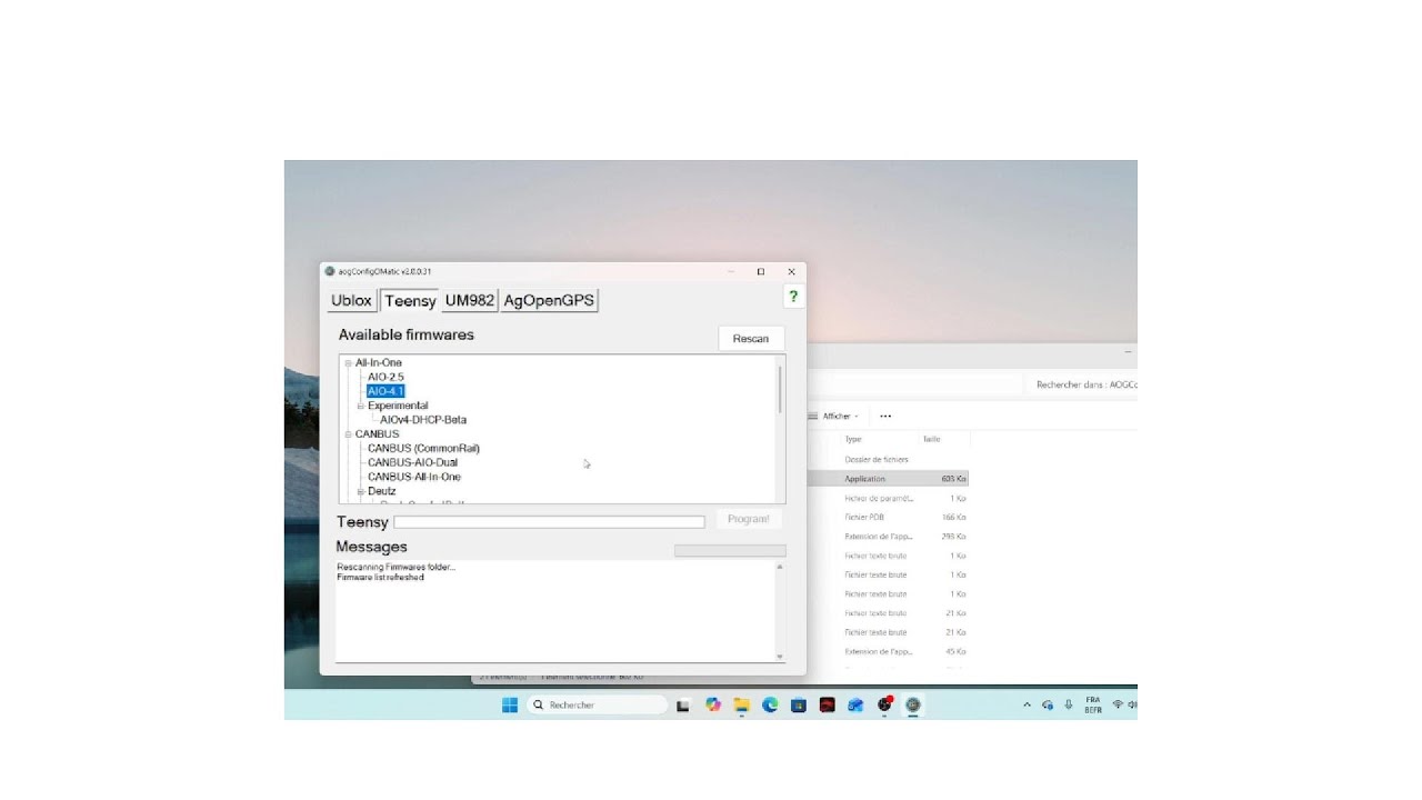 TUTO configuration teensy4.1 avec configomatic pour AgOpengps