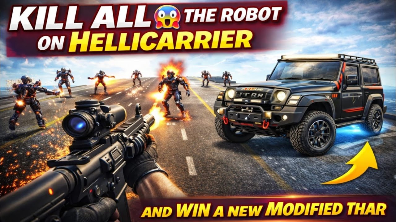Kill All😱 The Robot On HelliCarier And Win A New Modified Thar🤯#video 