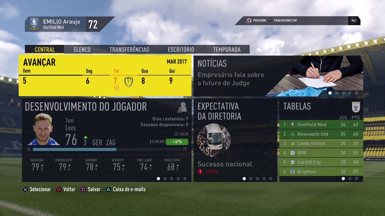 AO VIVO FIFA 17 MODO CARREIRA NO PS5