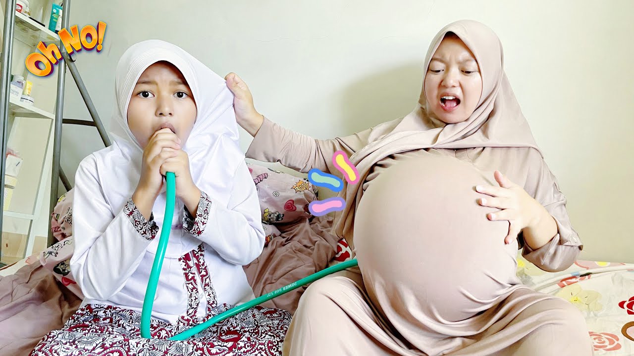 Dikerjain kaka !! Perut Buncit Seperti Ibu hamil 🤰🏻😱 Gara2 Tiup Balon