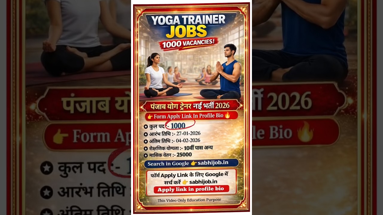 Yoga Trainer Jobs New Vacancy 2026