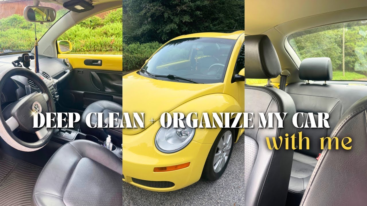 DEEP CLEAN + ORGANIZE MY CAR WITH ME 💛🫧 | Volkswagen Beetle