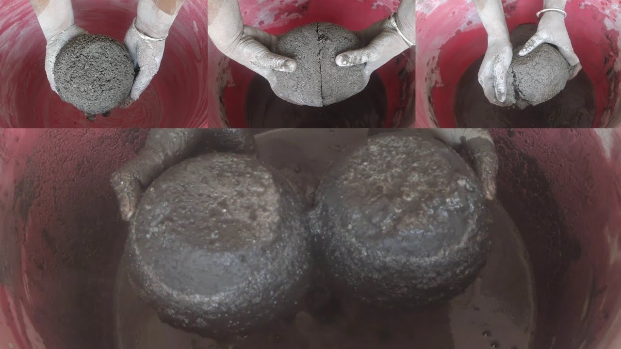 Asmr - Black charcoal with white concrete crumbling in water 💦💦 dusty 🌪️ video