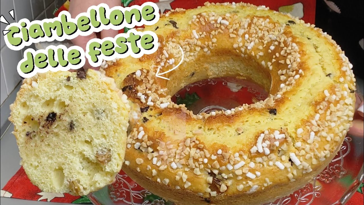 CIAMBELLONE alto e soffice ricco di uvetta e cioccolato ,dolce delle feste ,ricetta facile e veloce