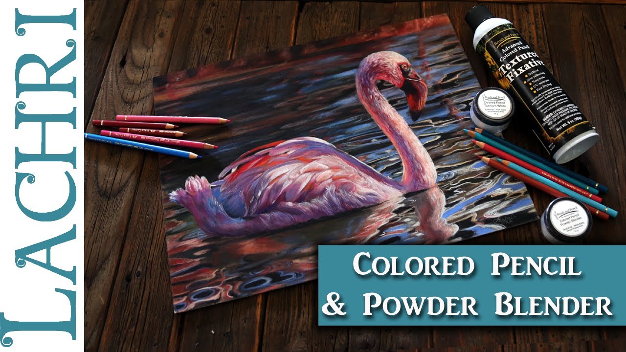Flamingo Colored Pencil & Powder Blender  Painting Tutorial  -  Lachri