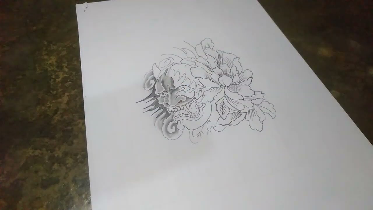 draw hannya desain tatto#