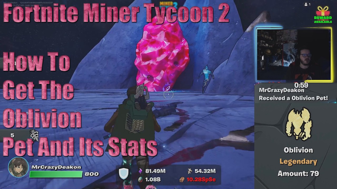 Fortnite Miner Tycoon 2 How To Get The Oblivion Pet And Its Stats