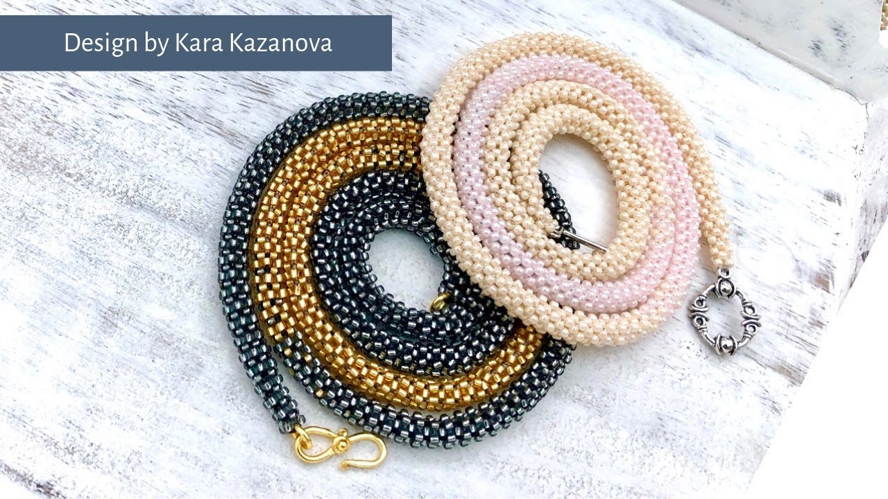 Beaded rope necklace tutorial | Prismatic Right Angle Weave | Project 