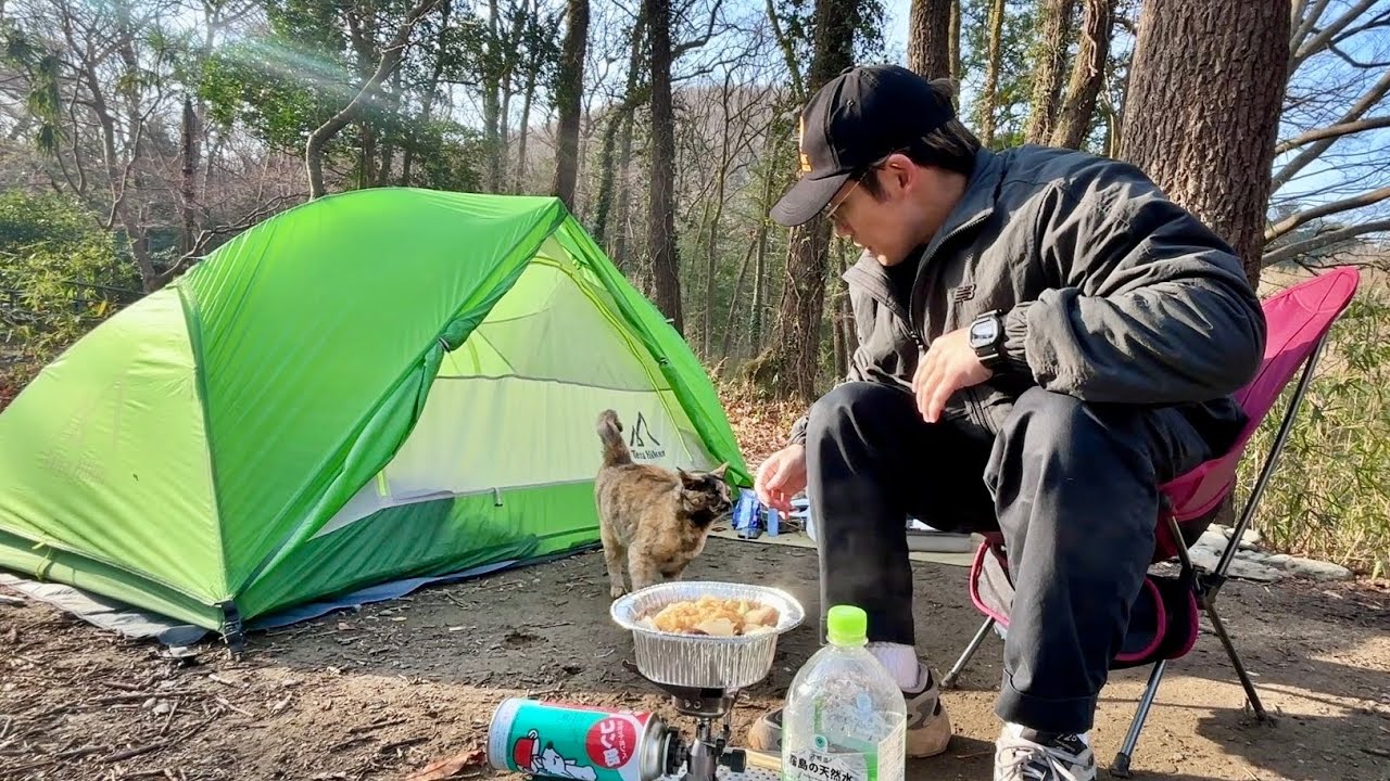 【ソロキャン】エスプレッソをブチ込みにキャンプ行ったらﾓﾌﾓﾌの猫いた…｜帰りにコーヒー屋に寄る