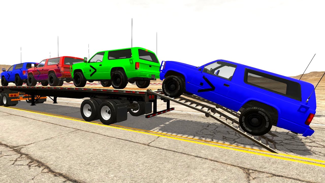 Flatbed Truck Mcqueen | Transportation with Truck - Pothole vs Car #26- BeamNG.Drive