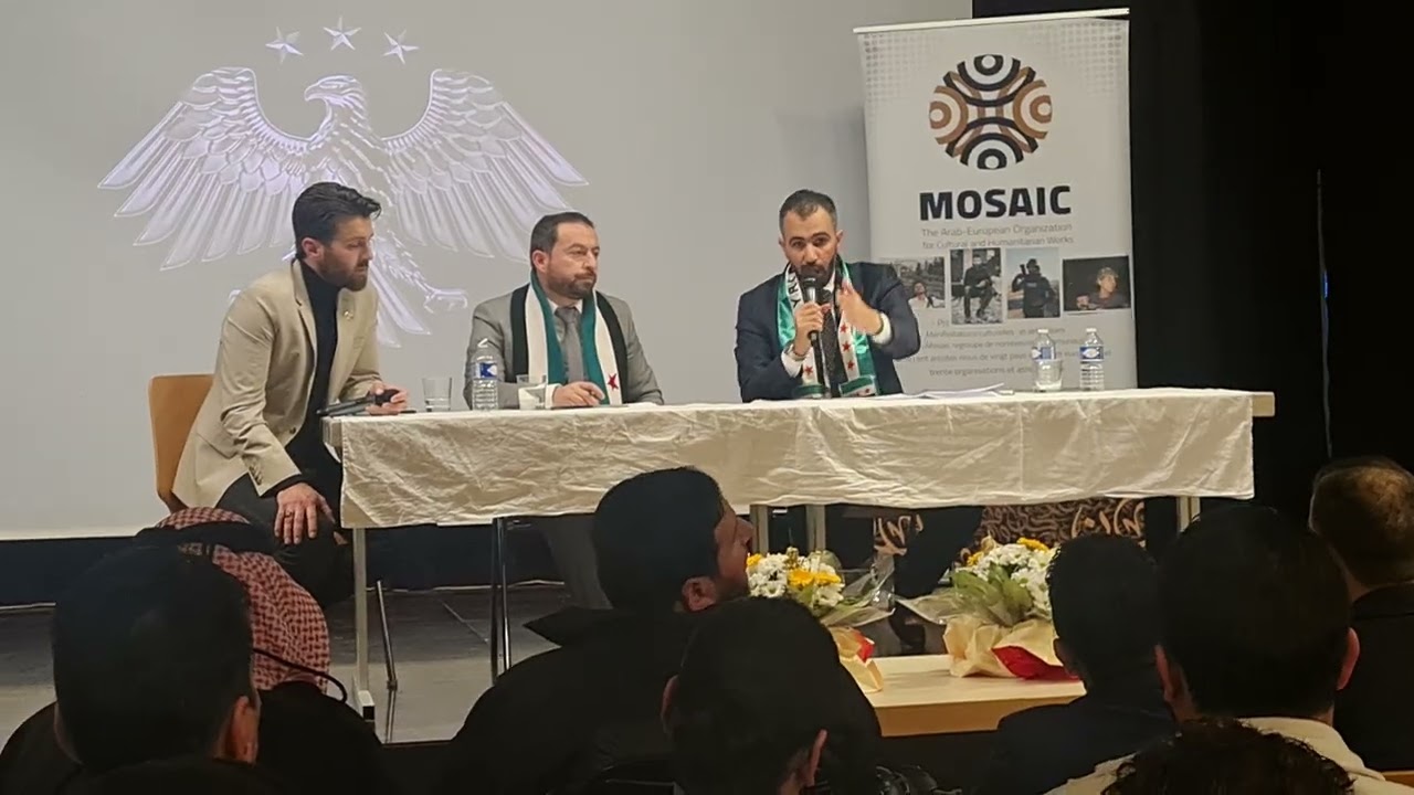 جانب من الندوة الحوارية مع أيقونة الثورة (هادي العبدالله ومحمد الفيصل) في لوكسمبورغ 