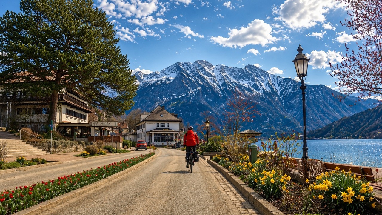 Scenic 4K Ride: Lake Tegernsee Loop on a Sunny Easter Sunday | Relaxing Slow TV (No Music)