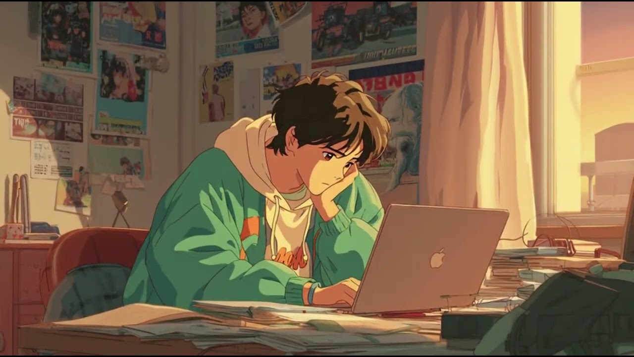 90s Anime Lo-fi: Teen Studying in Cozy Room | Chill Study Vibes