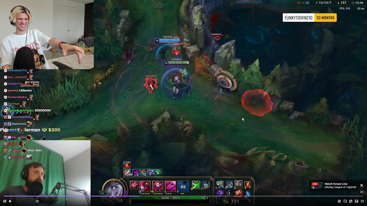 xQc Dies Laughing at Forsen being Braindead in League of Legends