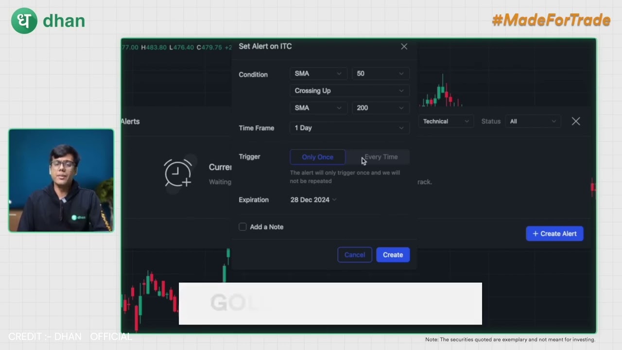 Introducing Technical Alerts on Dhan TradingView Chart || Best For Best Trader
