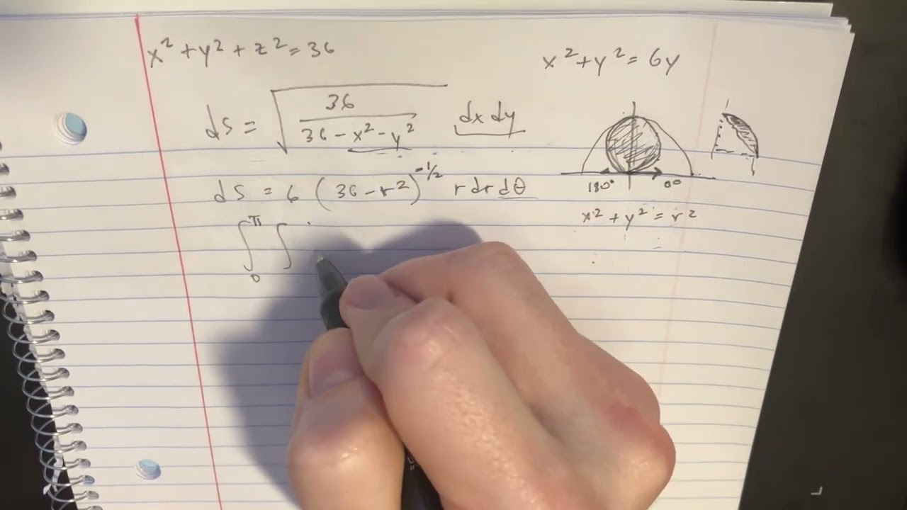 Find the surface area of the part of a sphere inside a cylinder and above the xy-plane.