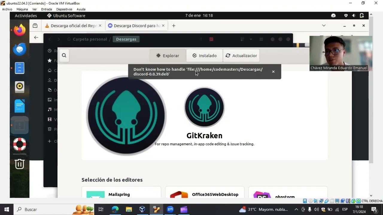 Instalar Programas(Desde el navegador y con el comando dpkg -i) en el Sistema Operativo Ubuntu22.04