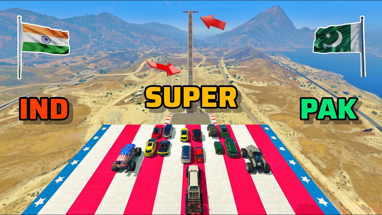 Wavy Climb track Ramp Challenge | Pakistan Vs Indian Vs Super Cars | GTA 5 Gameplay