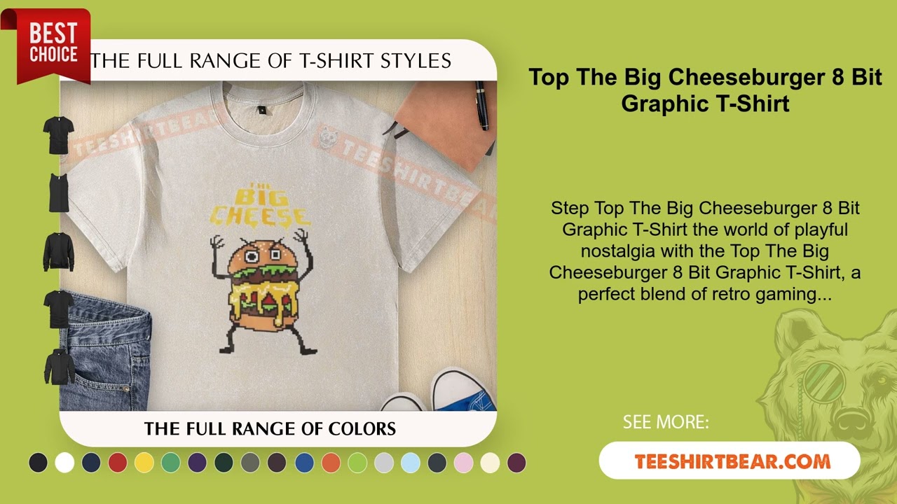 Top The Big Cheeseburger 8 Bit Graphic T-Shirt