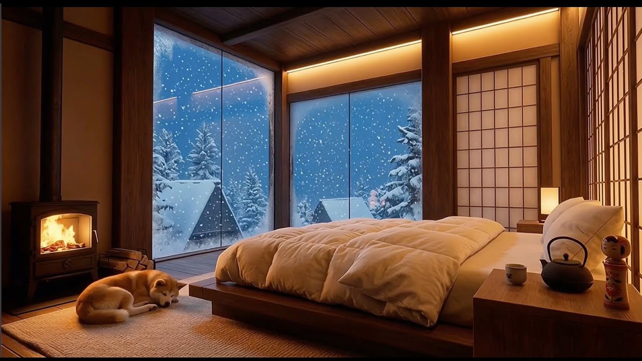 Tonight You Sleep in Shirakawa-go Ryokan — Heavy Snowfall for Deep Sleep (No Thunder)