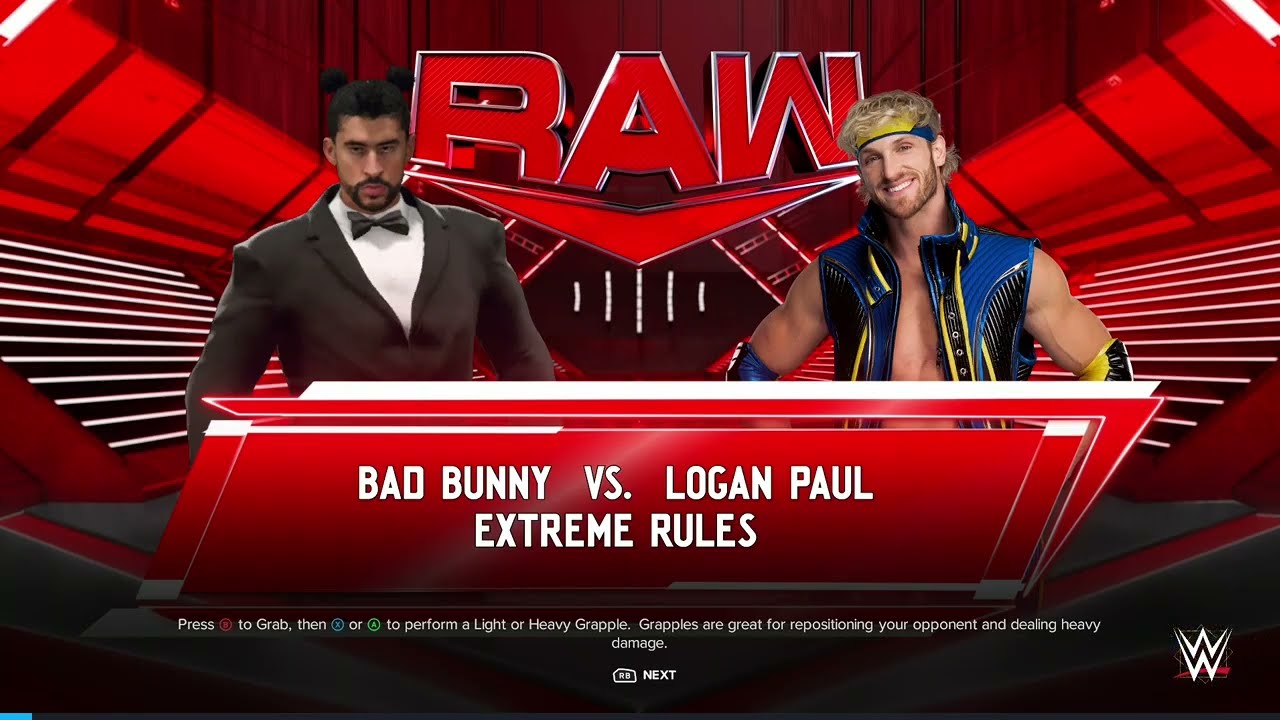 wwe2k24 Bad Bunny vs Logan Paul