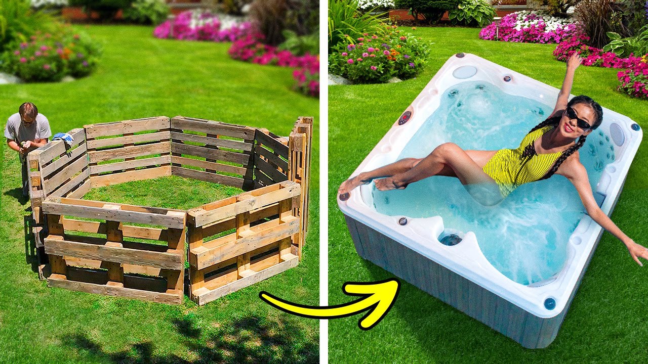 PISCINA CASERA CON PAL&Eacute;S DE MADERA || Manualidades baratas pero asombrosas para el patio trasero