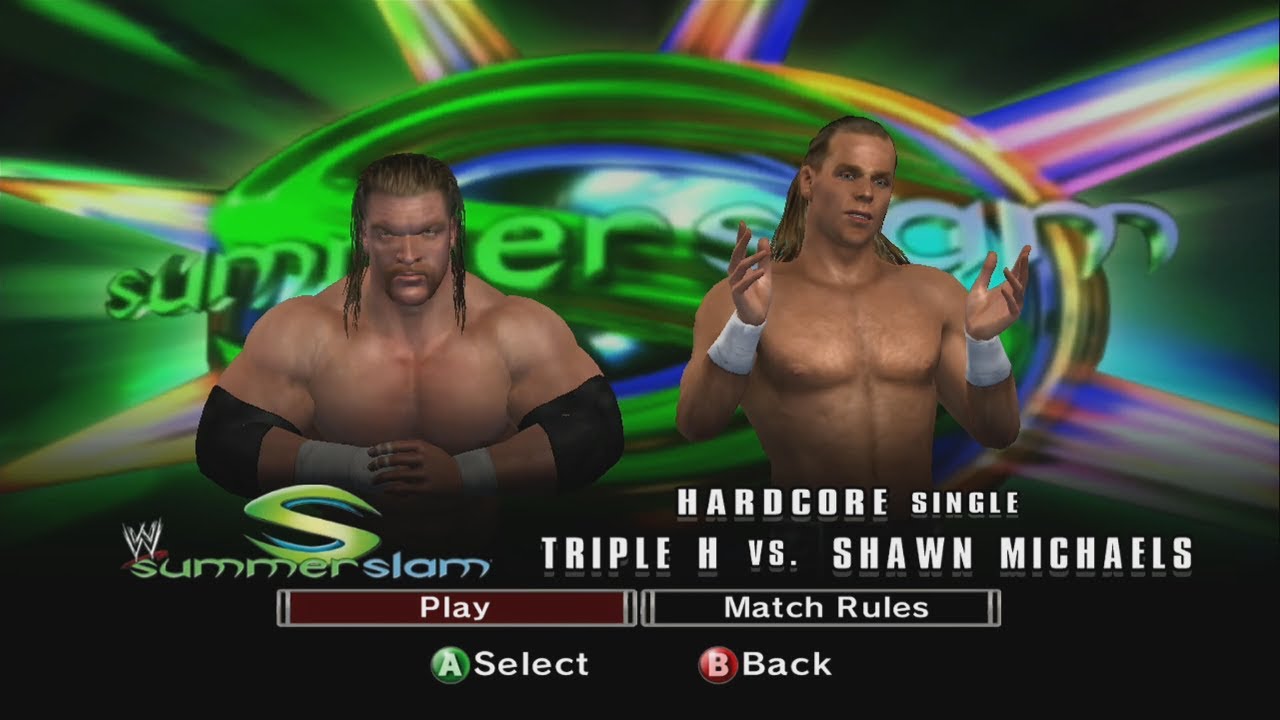 WWE Smackdown Vs Raw 2007 XBOX 360 - Triple H Vs Shawn Michaels - Hardcore Match