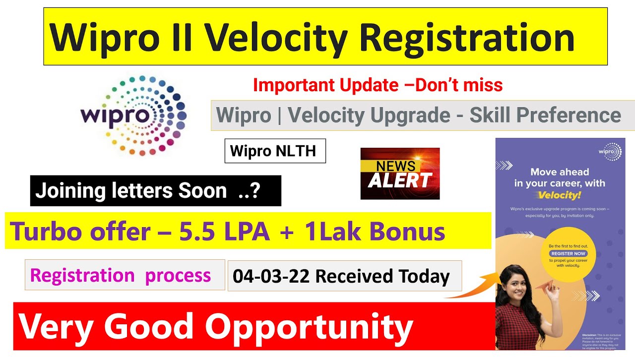 Good News Wipro Turbo offer - velocity upgrade mail received today 5.5 LPA + 1 lakhs bonus