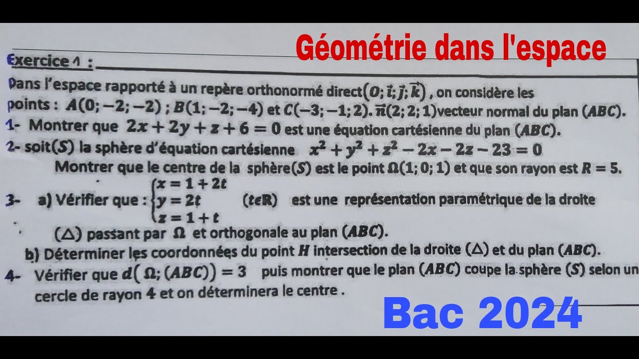geometrie dans lespace......la sphere....math 2bac