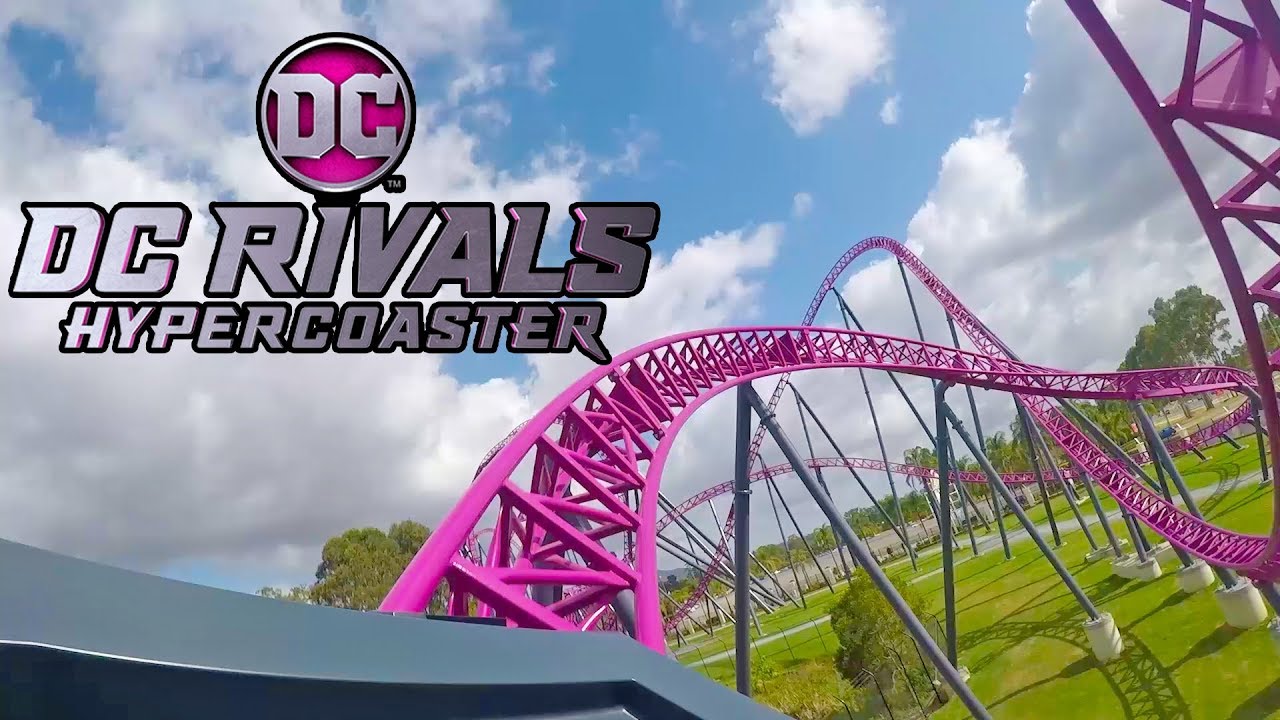 DC Rivals Roller Coaster REAL Front Seat & BACKWARDS POV! Warner Bros Movie World Australia