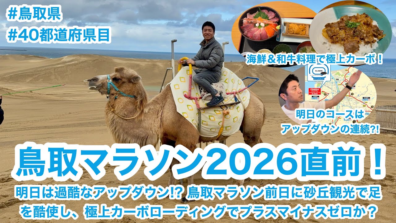鳥取マラソン2026直前！ 明日は過酷なアップダウン!? 鳥取マラソン前日に砂丘観光で足を酷使し、極上カーボローディングでプラスマイナスゼロか？